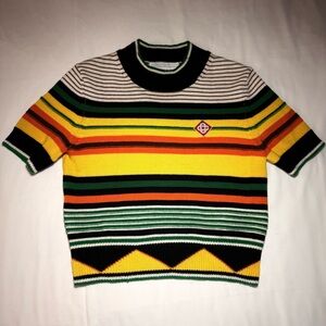 2024 Casablanca women's wool multicoloured tennis club cropped sweater Size S